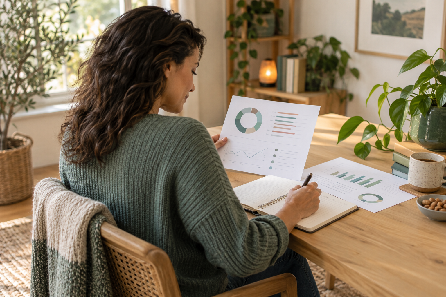 A client reviewing personalized functional-health findings and taking notes